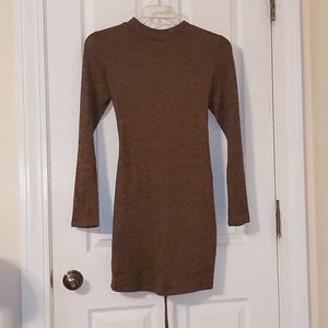Brown mini sweater dress